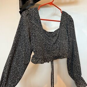 Black and White Polka Dot Women's Top